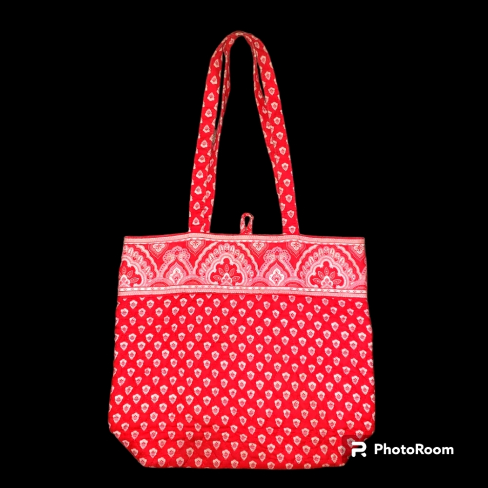 Retired! Vintage Vera Bradley Nantucket Red Cotton Button Tote Bag - Picture 2 of 11